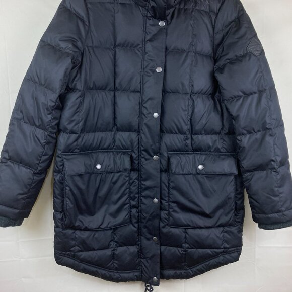 Eddie Bauer Women Sz M Black Goose Down Puffer Parka Warm Winter Hooded Jacket - Picture 3 of 8